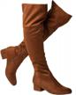 katliu women's knee high boots suede chunky heel side zipper fashion boots stretch winter long boot 1 logo