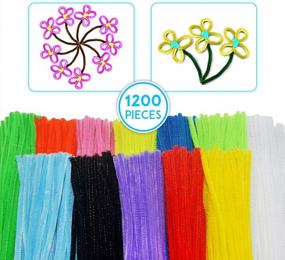 img 3 attached to EpiqueOne 1300Pc Kids Arts & Crafts Supply Set With 1200 Chenille Pipe Cleaners In 12 Colors And 100 Googly Eyes For Decorations, DIY Crafting Kit For Adults And Kids