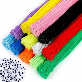 img 4 attached to EpiqueOne 1300Pc Kids Arts & Crafts Supply Set With 1200 Chenille Pipe Cleaners In 12 Colors And 100 Googly Eyes For Decorations, DIY Crafting Kit For Adults And Kids