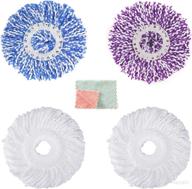 🧹 4-pack standard size microfiber spin mop replacement heads - easy cleaning refills for 360° microfiber spin mop - round shape logo