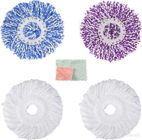 img 4 attached to 🧹 4-Pack Standard Size Microfiber Spin Mop Replacement Heads - Easy Cleaning Refills for 360° Microfiber Spin Mop - Round Shape