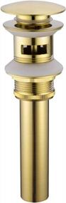 img 4 attached to TRUSTMI Brass Pop Up Sink Drain Stopper with Overflow - Brushed Gold Bathroom Faucet Vessel Vanity Sink Drainer: Stylish and Functional!