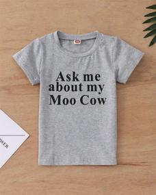 img 3 attached to Quirky Baby Boys T-Shirt: Ask About My Moo Cow/T-Rex Design For Toddlers!