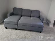 img 1 attached to Modern Reversible Sectional Sofa With Chaise And Ottoman In Bluish Grey Linen Fabric - Perfect For Apartments And Small Spaces From HONBAY review by Vincent Bain