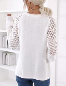 img 2 attached to Women'S Cute Puff Sleeve Crewneck Sweaters Chunky Lace Crochet Knit Pullover Loose Business Casual Fall 2022 Dressy Tops