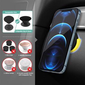 img 2 attached to 📱 Versatile 2 Pack Yellow Socket Car Mount: Premium Silicone Phone Holder with 3M Sticky Adhesive for Collapsible Grip Users - Ideal for Wall, Dashboard, Mirror, Desk, Home, Door, Office