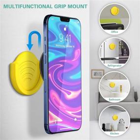 img 1 attached to 📱 Versatile 2 Pack Yellow Socket Car Mount: Premium Silicone Phone Holder with 3M Sticky Adhesive for Collapsible Grip Users - Ideal for Wall, Dashboard, Mirror, Desk, Home, Door, Office