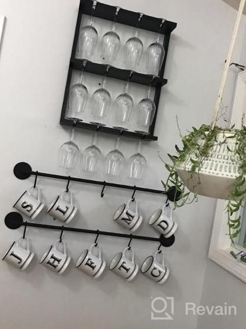 img 1 attached to MyGift Wine Glass Rack - Wall-Mounted Vintage Gray Wood Stemware Rack, 12 Glassware Holder Rack, Wine Glasses Storage Hanger For Bar Kitchen review by Jackie Wilson