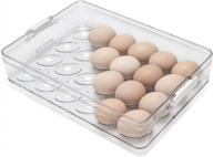clear plastic egg organizer with lid for fridge - upgraded ambergron 24 egg holder for refrigerator and kitchen storage logo