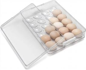 img 3 attached to Clear Plastic Egg Organizer With Lid For Fridge - Upgraded Ambergron 24 Egg Holder For Refrigerator And Kitchen Storage