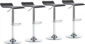 img 4 attached to NOBPEINT Contemporary Chrome Air Lift Adjustable Swivel Barstool, Set Of 4(Black)