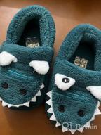 img 1 attached to Cozy Dinosaur House Slippers For Kids - Warm Fur Lined Indoor Shoes By JACKSHIBO review by Aaron Martin