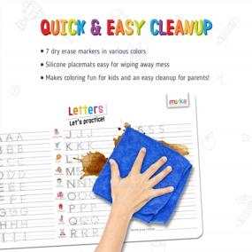 img 1 attached to Merka Learn-To-Write Drawing Pad For Kids: 4 Placemats With 7 Markers For Dining & Kitchen Tables - Perfect For Ages 2-4