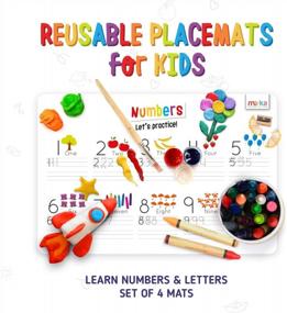 img 3 attached to Merka Learn-To-Write Drawing Pad For Kids: 4 Placemats With 7 Markers For Dining & Kitchen Tables - Perfect For Ages 2-4
