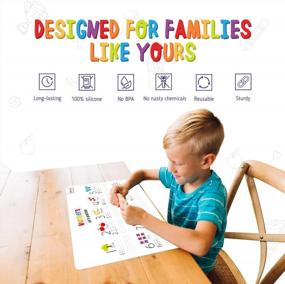 img 2 attached to Merka Learn-To-Write Drawing Pad For Kids: 4 Placemats With 7 Markers For Dining & Kitchen Tables - Perfect For Ages 2-4