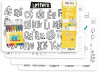 блокнот merka для обучения письму для детей: 4 салфетки с 7 маркерами для обеденных и кухонных столов - идеально подходит для детей от 2 до 4 лет логотип