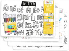 img 4 attached to Merka Learn-To-Write Drawing Pad For Kids: 4 Placemats With 7 Markers For Dining & Kitchen Tables - Perfect For Ages 2-4