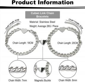 img 2 attached to Couples Matching Magnetic Stainless Steel Cuban Link Bracelets - Taouzi Pinky Promise Bracelets For Men And Women