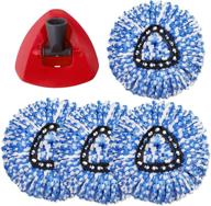 🧹 4+1 pack spin mop replacement head for rinseclean mop refills - includes 1 mop base and 4 mop head compatible with ocedar mop 2 tank system - microfiber easy clean mop head for floor cleaning logo