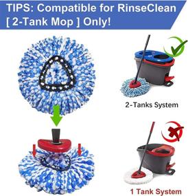 img 3 attached to 🧹 4+1 Pack Spin Mop Replacement Head for RinseClean Mop Refills - Includes 1 Mop Base and 4 Mop Head Compatible with Ocedar Mop 2 Tank System - Microfiber Easy Clean Mop Head for Floor Cleaning