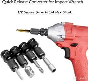 img 3 attached to 4PCS Quick Release 1/2 inch Drive to 1/4 inch Hex Socket Adapter Converter Chuck for Impact Wrench, Drill, and Ratchet Wrenches - Air & Electric