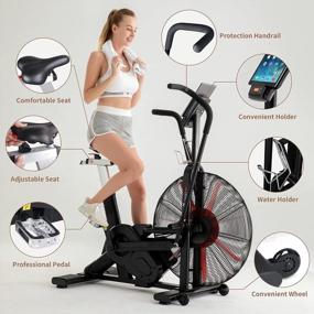 img 3 attached to Leikefitness Fan Exercise Bike Upright AirBike Indoor Cycling Stationary Bicycle With Unlimited Air Resistance System,Heart Rate Compatibility And Tablet Holder For Home Cardio Workout