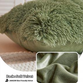 img 1 attached to Двойной комплект подушек из искусственного меха «Luxury Faux Fur» - 18x18 дюймов, мятно-зеленый цвет | Декоративные наволочки для подушек с молнией, без наполнителя.