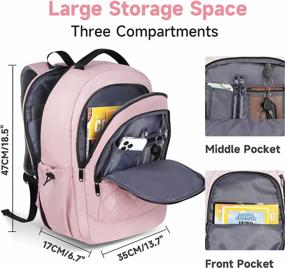 img 3 attached to Розовый дорожный рюкзак Deegotech объемом 40 л: одобрен для полетов под сиденьем для ручной клади для деловых поездок на выходные и школьной сумки для ноутбука 15,6–17 дюймов.