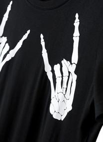 img 1 attached to Women'S Halloween Skeleton Graphic T-Shirt - Weigou Skull Finger Printed Tee Top For Juniors