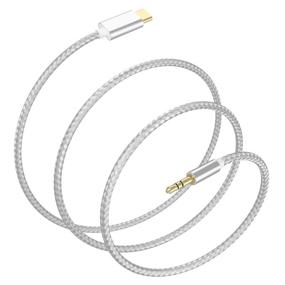 img 4 attached to 🎧 VIMVIP USB C to 3.5mm Car Aux Cable - Type C to 3.5mm Male to Male Audio Nylon Cord for Google Pixel 3/3XL/2/2XL & USB C Devices (Silver)