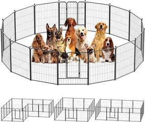 img 4 attached to 🐶 CAKOSSY Heavy Duty Metal Dog Playpen [32 Inch Height, 8/16/24/32 Panels] Rustproof Puppy Playpen for Indoor & Outdoor Use - Ideal for Small, Medium & Large Dogs | Foldable Dog Fences for the Yard, Home, camp