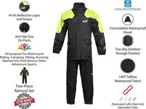 img 3 attached to 🌧️ High-Visibility Green HWK Motorcycle Rain Suit (Large) - Reflective Waterproof Rainsuit for Men & Women: Gear Jackets & Pants