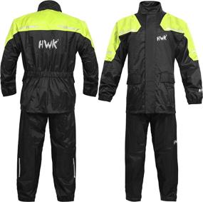 img 2 attached to 🌧️ High-Visibility Green HWK Motorcycle Rain Suit (Large) - Reflective Waterproof Rainsuit for Men & Women: Gear Jackets & Pants