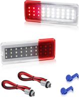 hercoo led interior door light reflector door panel courtesy lights for ford excursion 2000-2005, f250 f350 f450 f550 super duty 1999-2007, pack of 2 - premium quality, white & red lamp logo