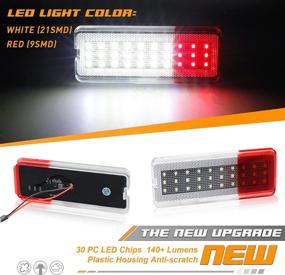 img 2 attached to HERCOO LED Interior Door Light Reflector Door Panel Courtesy Lights for Ford Excursion 2000-2005, F250 F350 F450 F550 Super Duty 1999-2007, Pack of 2 - Premium Quality, White & Red Lamp