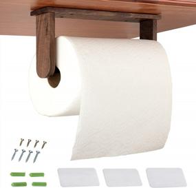 img 4 attached to Wood-Paper-Towel-Holder-Under-Cabinet-Kitchen-Handmade - Wall Mounted/Adhesive No Drill Sturdy Roll Hanging Organizer, Horizontal Papertowel Dispenser Easytear, Handcraft Decor Gift Real Woodwork Home