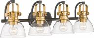 transform your bathroom with a 31 inch black and gold vanity light for mirror - 4-light fixture with clear glass shades - zy50b-4w bk+bg logo