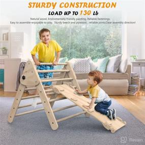 img 1 attached to 🪜 Triangle Climbing Toys: Foldable Ladder with Ramp for Sliding or Climbing - Set of 3 Sturdy Wooden Safety Kids Play Gym