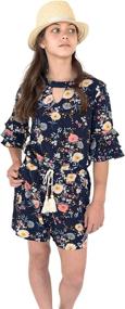 img 1 attached to 👗 Stylish Smukke Gorgeous Printed Ruffles Navy Multicolor Girls' Jumpsuits & Rompers