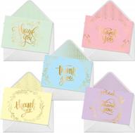 express gratitude with 40-pack pastel thank you cards and envelopes in 5 colors and designs with gold foil and inside printed envelopes - perfect for weddings, baby showers and bridesmaids logo