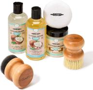 coconut oil cutting board care kit - complete with wax, soap, scrub brush, buffing pad, applicator - ideal for kitchen countertops, butcher blocks, wooden bowls and utensils - enhances wood durability and ensures food safety logo