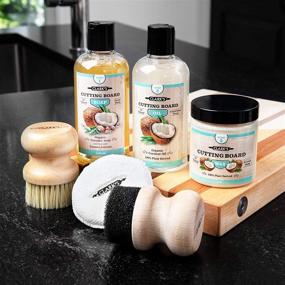 img 3 attached to Coconut Oil Cutting Board Care Kit - Complete with Wax, Soap, Scrub Brush, Buffing Pad, Applicator - Ideal for Kitchen Countertops, Butcher Blocks, Wooden Bowls and Utensils - Enhances Wood Durability and Ensures Food Safety