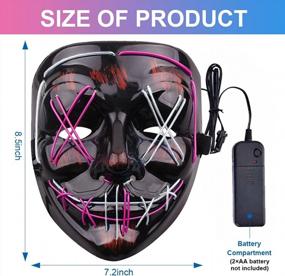 img 1 attached to LED Light Up Halloween Purge Mask For Men Women Kids Costume Festival Parties Gifts