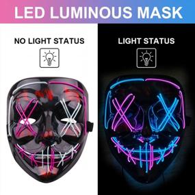 img 2 attached to LED Light Up Halloween Purge Mask For Men Women Kids Costume Festival Parties Gifts