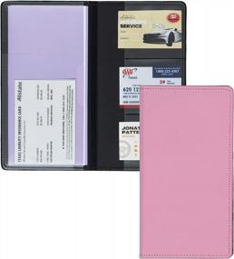 img 4 attached to Pink Leatherette Car Registration Holder & Vehicle Glovebox Organizer With Key Contact Cards