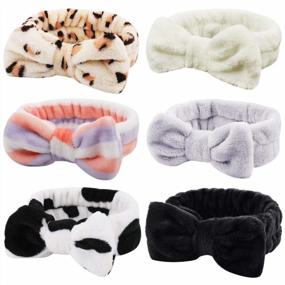 img 4 attached to Get Pampered In Style With 6 Pack Ondder Bowknot Spa Headbands - Soft, Fluffy & Ideal For Makeup, Face Wash And Spa Sessions