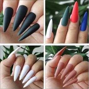 img 1 attached to Matte Stiletto Press-On Nails: LoveOurHome 576Pc Full Cover Pointy Fake Nail Tips In 24 Colored Manicure For Women And Girls Finger Decor - Artificial Fingernails For An Attractive Look