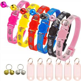 img 4 attached to Keep Your Feline Friend Safe With TCBOYING Reflective Breakaway Cat Collar Set - Bell, ID Tag & Stylish Lattice Design - Ideal For Kittens, Small Dogs (6Pcs)