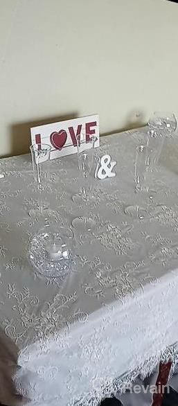 img 1 attached to 2 Pieces 60X120 Inch Champagne Lace Tablecloth Vintage Embroidered Lace Overlay For Indoor Outdoor Wedding Party Decorations review by Andrea Ellis