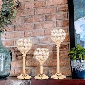 img 2 attached to Set Of 3 Gold Candle Holders, Luxury Crystal Candlestick Holders For Valentine'S Day Wedding Table Decor, Dining Table, Fireplace, Party Table Centerpiece, Home Decoration Candle Stick Holder Gifts